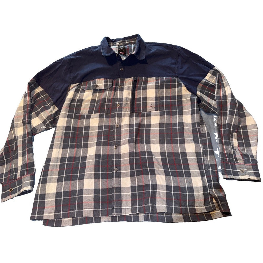 Wrangler Men's ATG Blue Plaid Button Down Shirt Long Sleeve Size 2XL